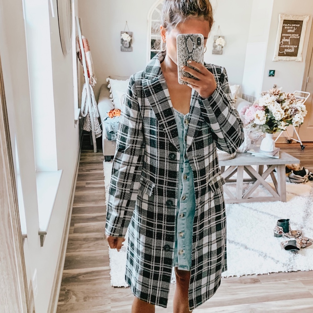 Plaid blazer coat xs
